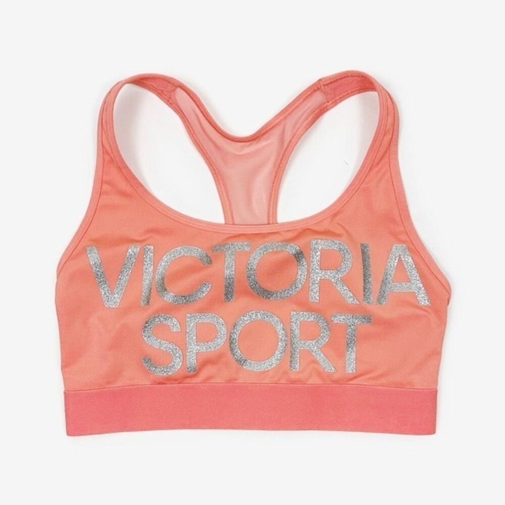Victoria's Secret The Player‎ Racerback Sports Bra Size S Coral Glitter Active
